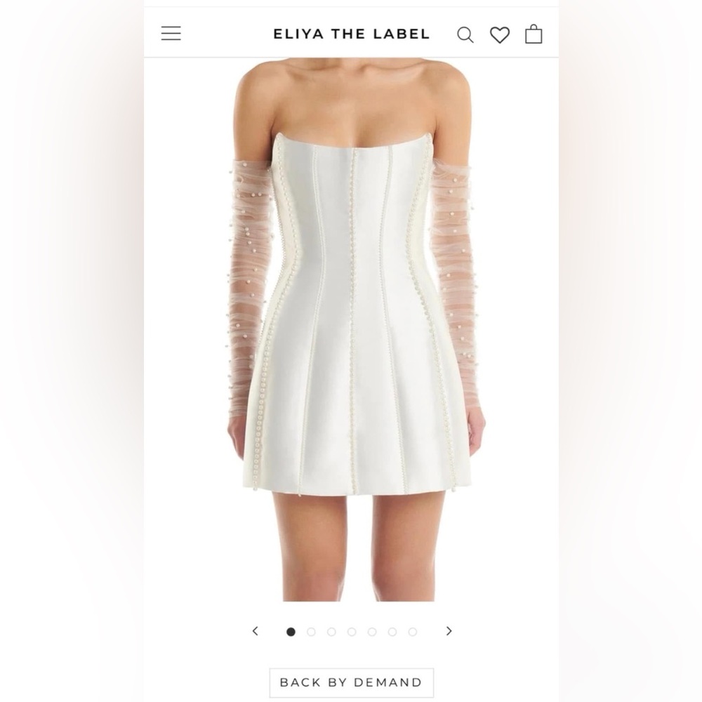 Eliya The Label Strapless White Dress with Sheer Sleeves